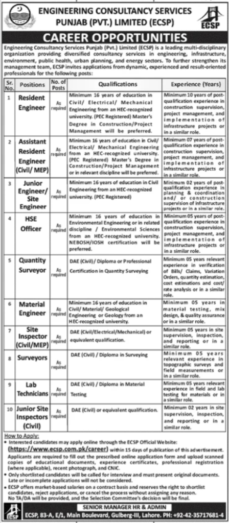 Latest ECSP Engineering Jobs Apply Now
