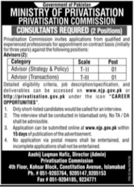 Latest Privatisation Ministry Jobs: Apply Now