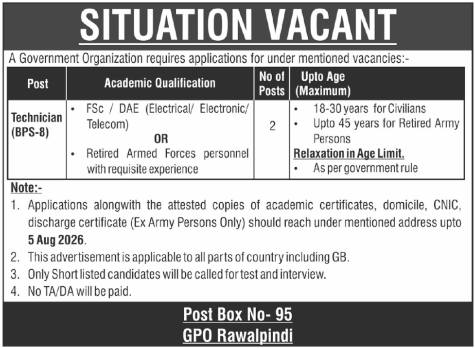 Government Organization Jobs Best Technician Roles