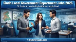 Illustration of government office administrative staff, representing Sindh Local Government jobs 2026