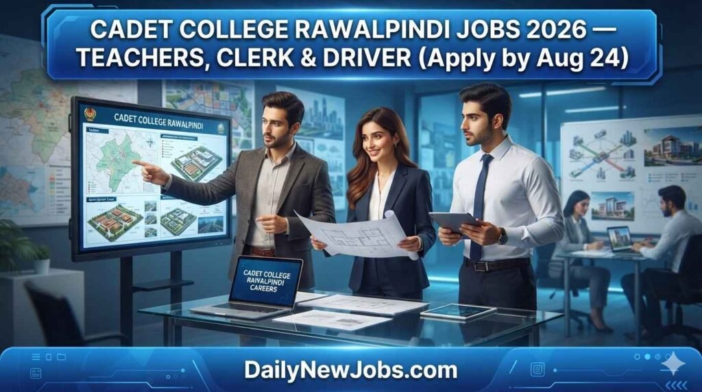 Illustration of a teacher in a classroom setting, representing Cadet College Rawalpindi jobs 2026