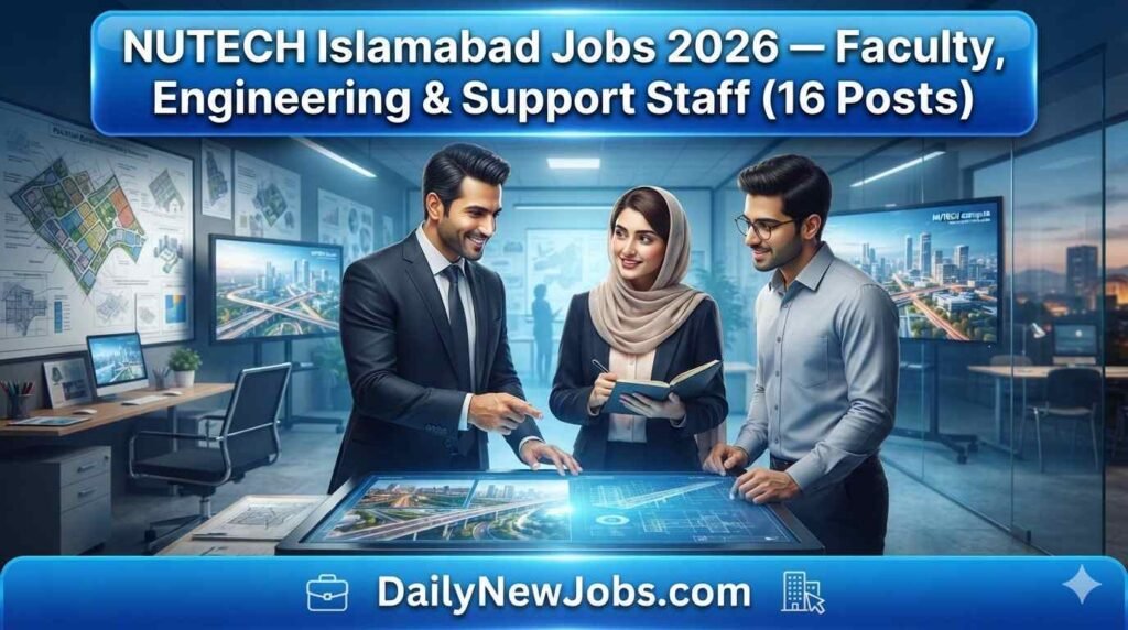 Illustration of engineers working with automation and software systems, representing NUTECH Islamabad jobs 2026