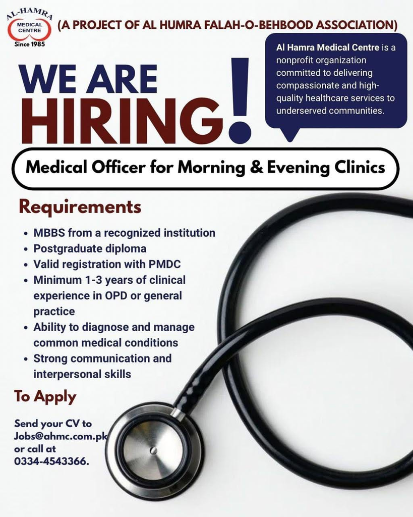 Medical Officer Jobs Al Hamra Medical Centre