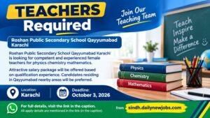 Roshan Public Secondary School Qayyumabad teacher job advertisement 2026