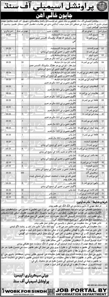 Provincial Assembly of Sindh Karachi Urdu advertisement showing