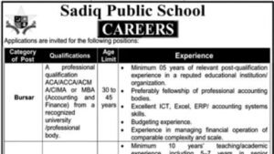 Sadiq Public School careers advertisement 2026
