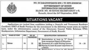 Information Department Sindh Jobs 2026