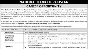 NBP Procurement Officer Jobs 2026 in Karachi