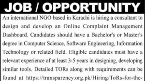 Online Complaint Management Dashboard Consultant Karachi 2026