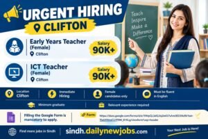 Urgent hiring Clifton Early Years and ICT Teacher advertisement 2026