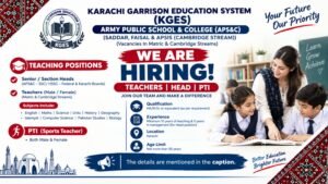 KGES APS&C Karachi Jobs 2026 – Teachers, Head, PTI