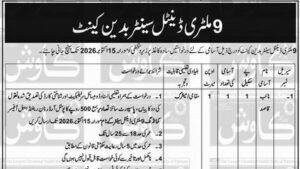 9 Military Dental Centre Badin Cantt Naib Qasid vacancy advertisement 2026