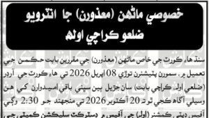 Disabled Quota Interview District Karachi West 2026